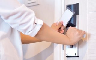 healthcare professional using access card